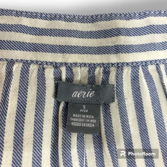 NWT AERIE lightweight LS Striped Ruffle Neck Pullover Tunic sz Small - Picture 6 of 9